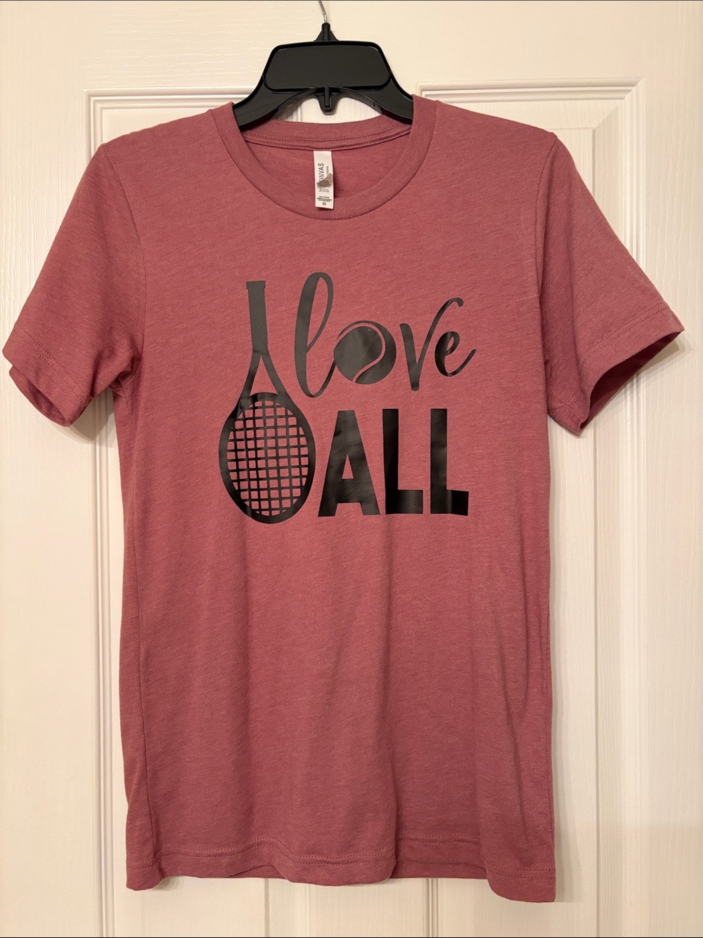 Bella+Canvas Dusty Rose 'Love All' Tennis Graphic Tee Sz XS